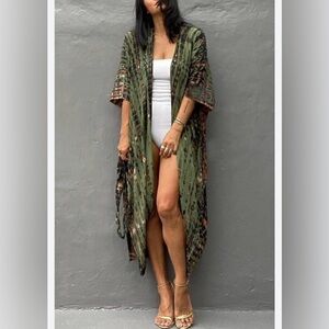 Elegant Green and Orange Women's Cover Up